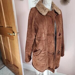 EUC J Percy for marvin richards brown suede jacket coat sheep inside M